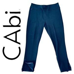 CAbi #4517 Black Ponte Leggings Hidden Ankle & Pocket Zippers Wide Waistband